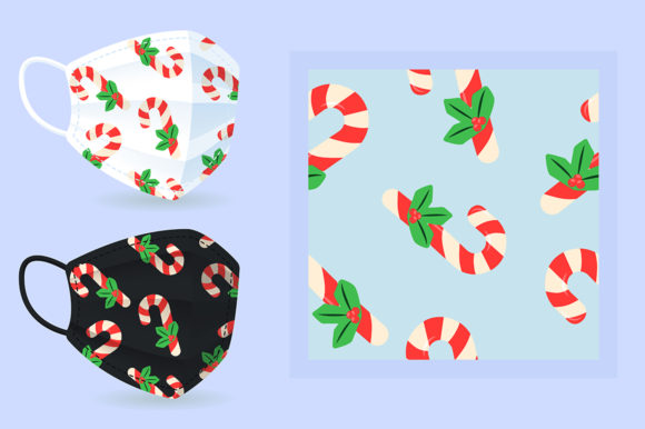Candycane Pattern on Face Mask Mockup