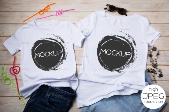 Family Look T-shirt Mockup with Jeans: A Practical Evaluation for Brand Presentations