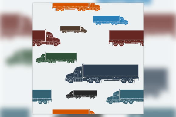 Flat Trailer Trucks Seamless Pattern