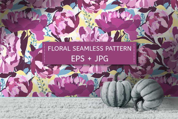 Purple Peonies. Floral Pattern.
