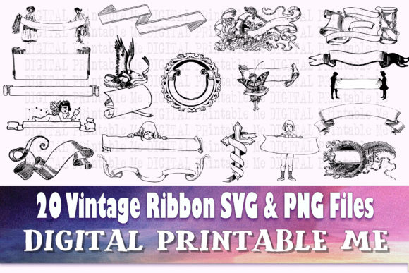 Ribbon Banner, Vintage Illustration