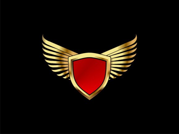 Shield and Gold Wings Elegant Logo: A Premium Design Asset