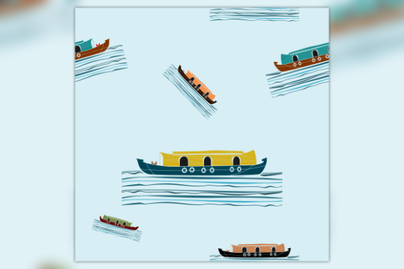 Unlocking the Artistic Potential of the Indian Kerala Houseboat Seamless Pattern for Global Design Projects