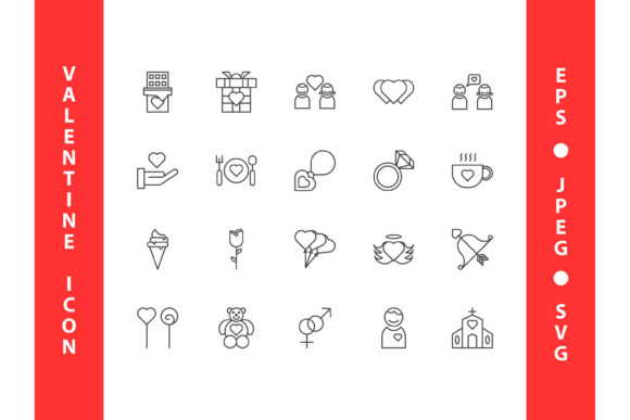 Valentine Icon Set 1 Line Style: Minimalist Design for Modern Projects