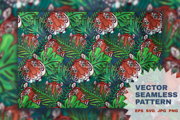 Wild Tiger in Leaves Seamless Pattern: A Versatile Design Asset for Modern Creators